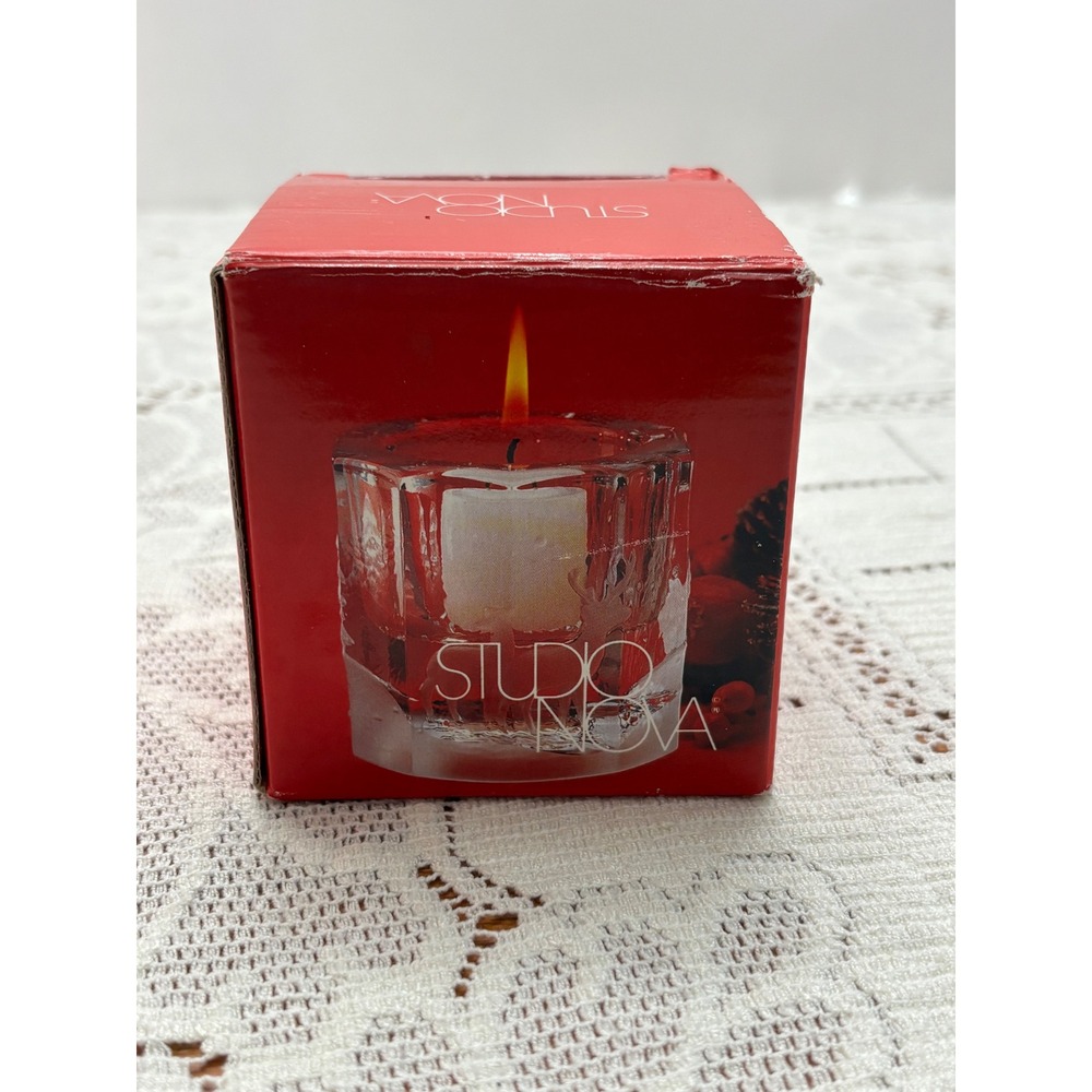 Studio Nova Festive Deer Glass Votive Candle Holder WY687/610 Japan Frosted 2.5"